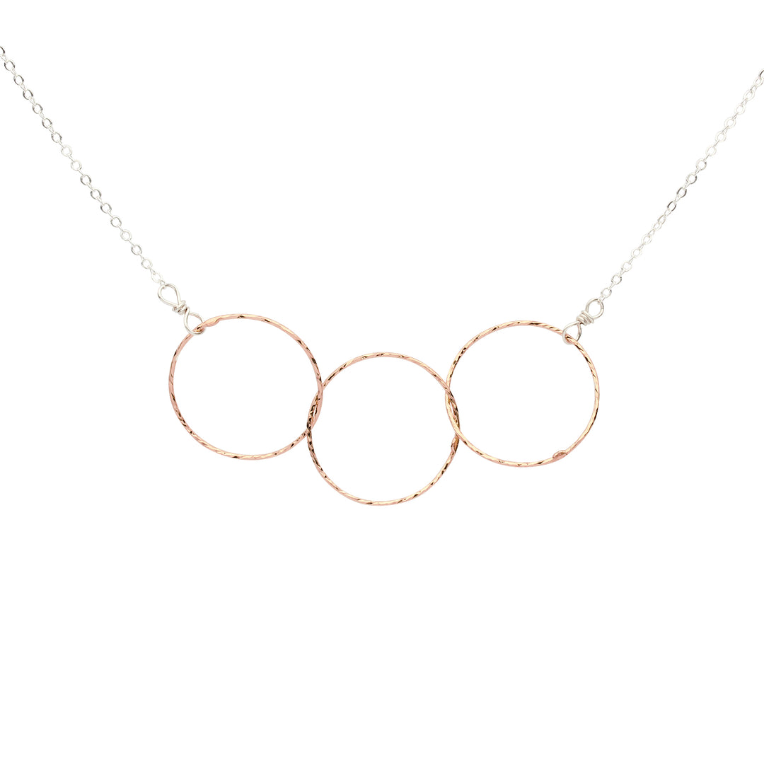 SALE - 2-Tone Triple Diamond Cut Circles Necklace - Necklaces - Rose Gold/Silver - Rose Gold/Silver - Azil Boutique