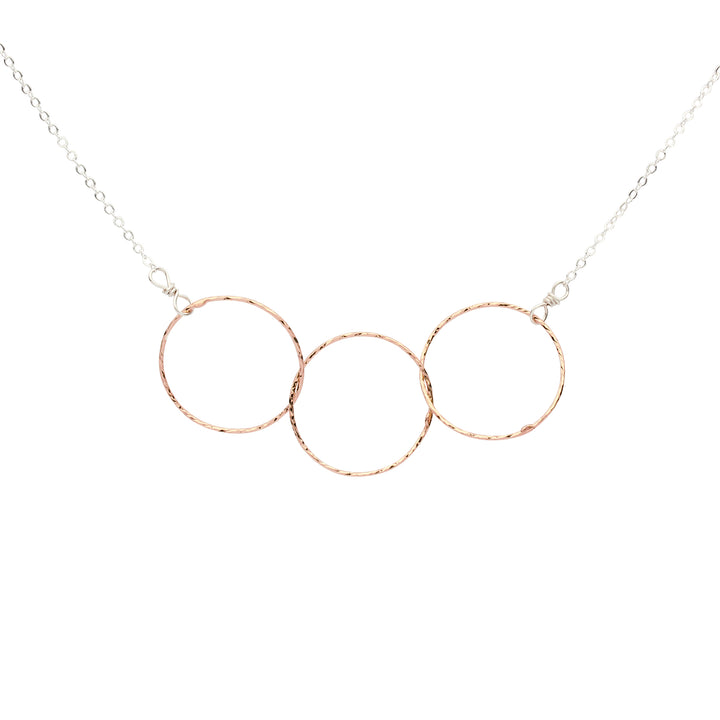 SALE - 2-Tone Triple Diamond Cut Circles Necklace - Necklaces - Rose Gold/Silver - Rose Gold/Silver - Azil Boutique