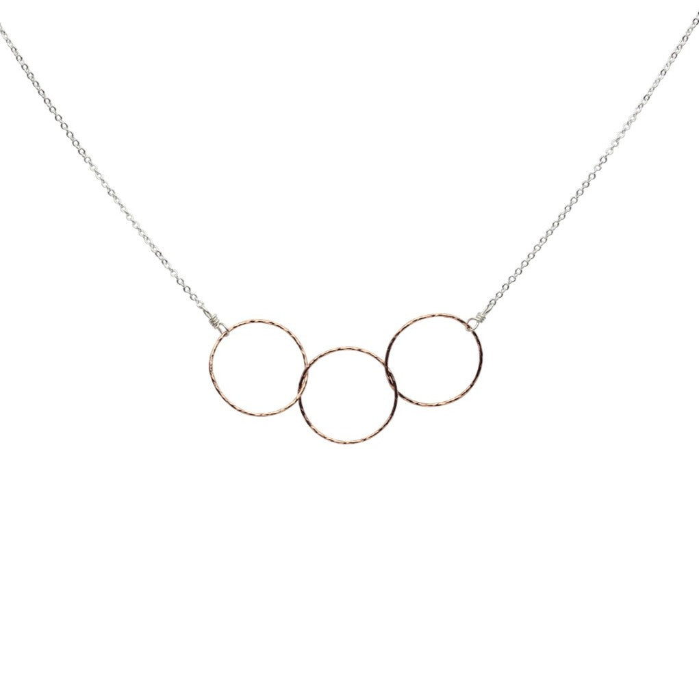 SALE - 2-Tone Triple Diamond Cut Circles Necklace - Necklaces -  -  - Azil Boutique