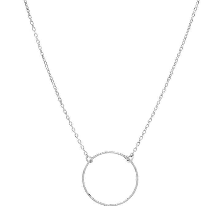 SALE - Single Diamond Cut Circle Necklace - Necklaces - Silver - Silver - Azil Boutique