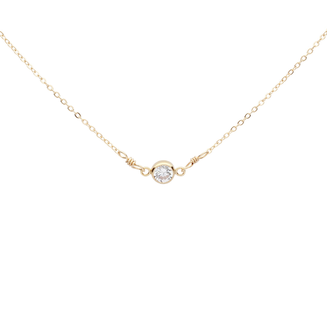 4mm Round CZ Bezel Link Necklace - Necklaces - Gold - Gold / 16" - Azil Boutique