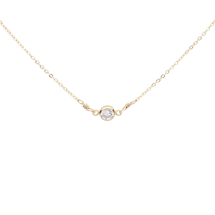 4mm Round CZ Bezel Link Necklace - Necklaces - Gold - Gold / 16" - Azil Boutique