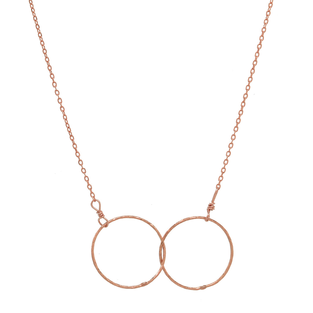 SALE - Double Diamond Cut Interlocking Circles Necklace - Necklaces - Rosegold - Rosegold - Azil Boutique