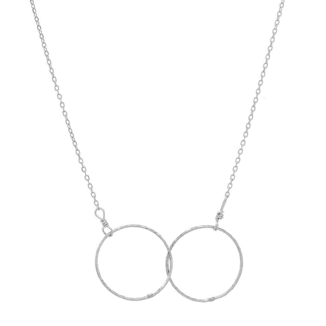 SALE - Double Diamond Cut Interlocking Circles Necklace - Necklaces - Silver - Silver - Azil Boutique