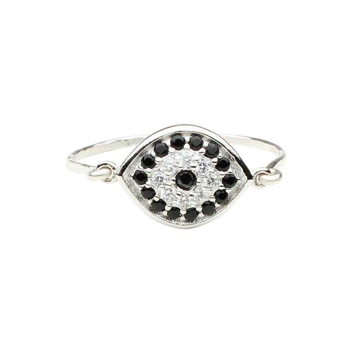 CZ Black Evil Eye Ring - Rings - Silver - Silver / 6 - Azil Boutique