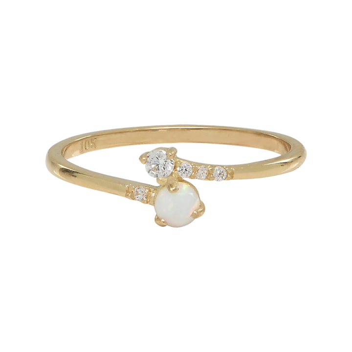 10k Solid Gold Opal / CZ Ring - Rings - Yellow Gold - Yellow Gold / 5 - Azil Boutique