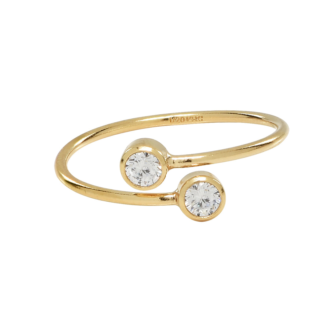 Double CZ Adjustable Ring - Rings - Gold - Gold / Small / Medium - Azil Boutique
