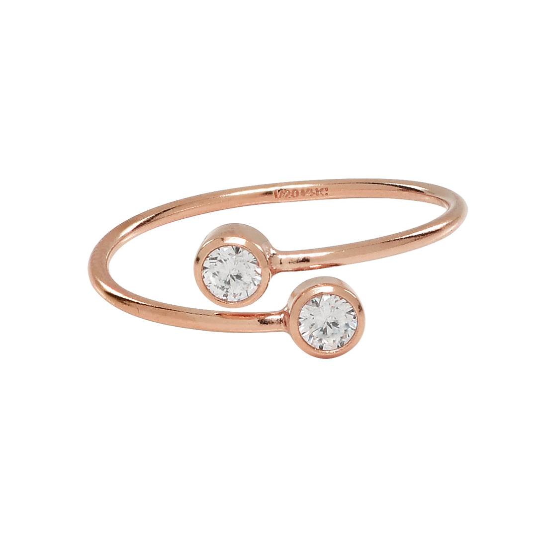 Double CZ Adjustable Ring - Rings - Rosegold - Rosegold / Small / Medium - Azil Boutique