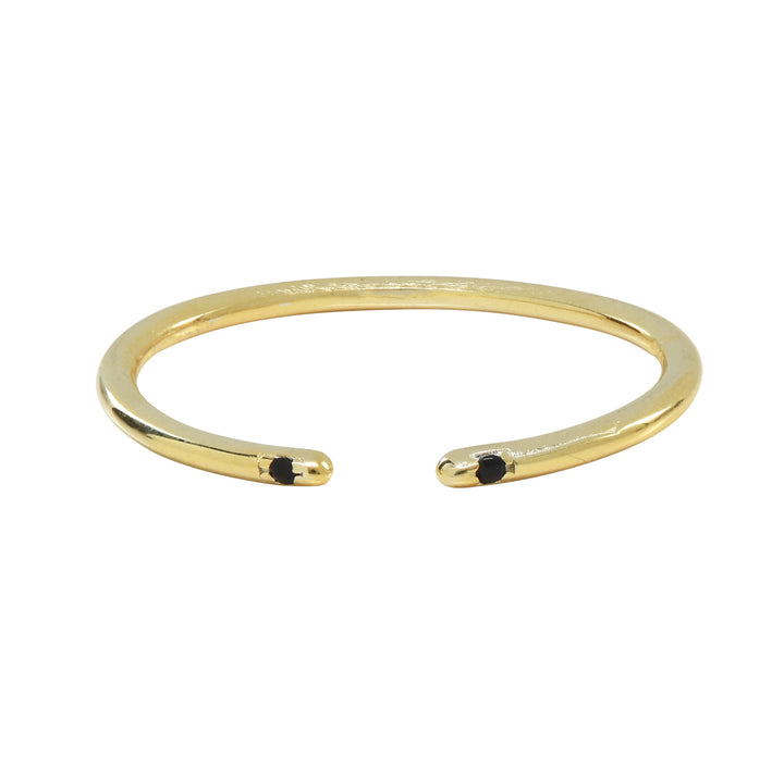 SALE - Black CZ Open Band Ring - Rings - Gold - Gold / M/L - Azil Boutique