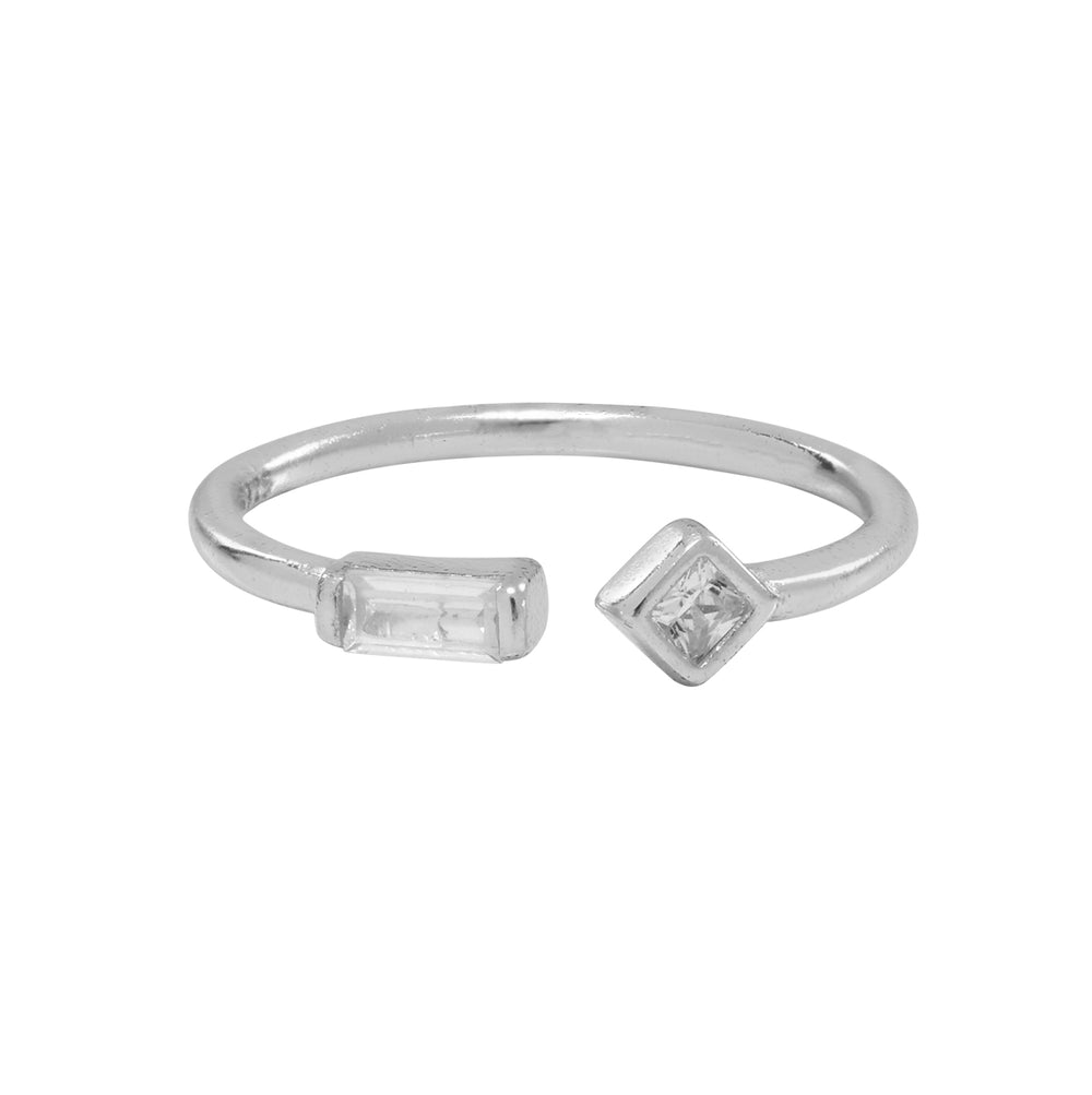 CZ / Baguette Diamond Open Band Ring - Rings - Silver - Silver / 5 - Azil Boutique