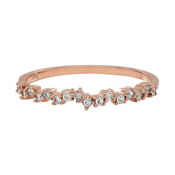 10k Solid Gold CZ ZigZag Ring - Rings - Rose Gold - Rose Gold / 5 - Azil Boutique
