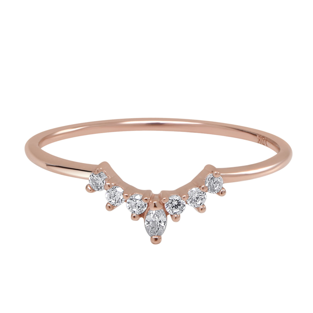10k Solid Gold CZ Tiara Ring - Rings - Rose Gold - Rose Gold / 5 - Azil Boutique