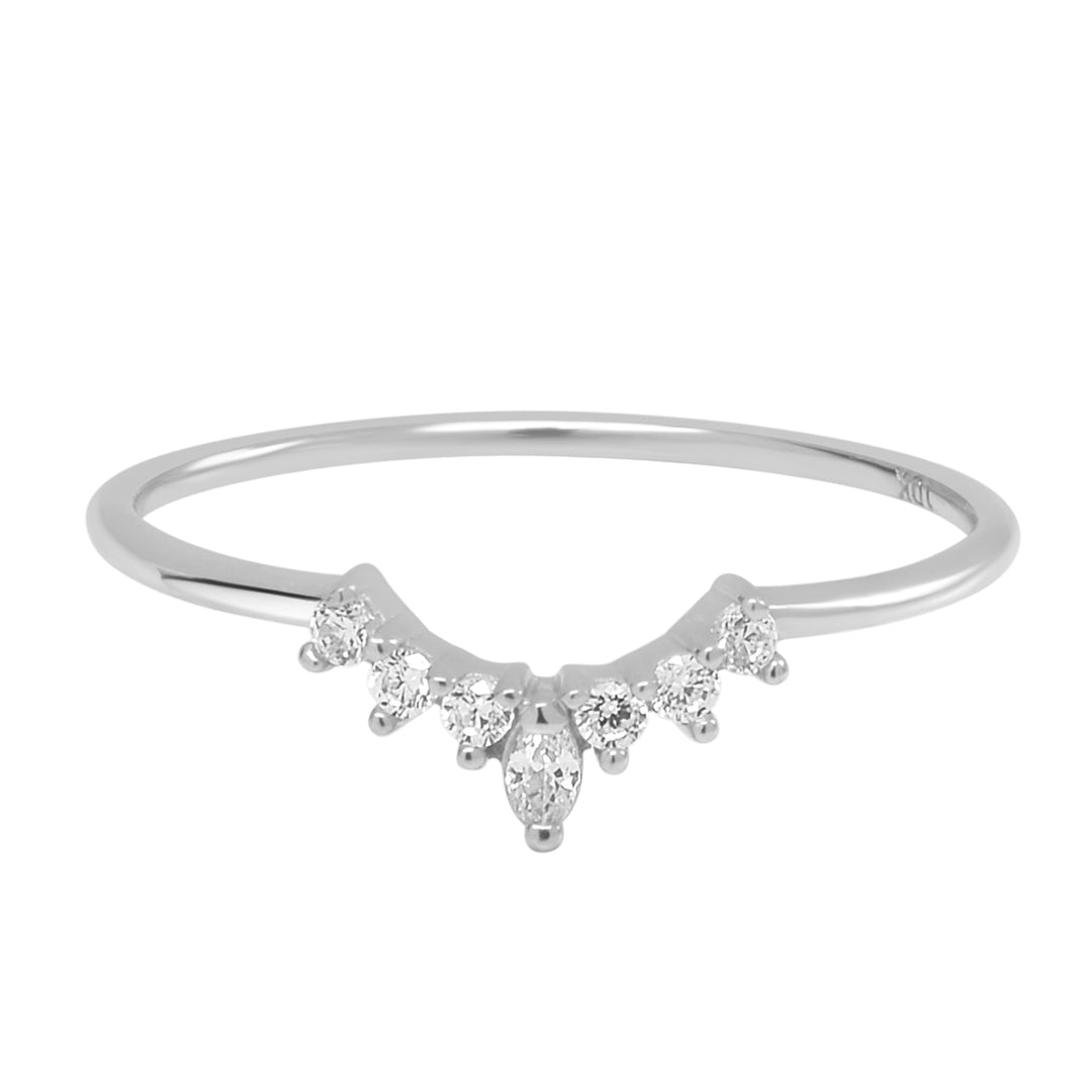 10k Solid Gold CZ Tiara Ring - Rings - White Gold - White Gold / 5 - Azil Boutique