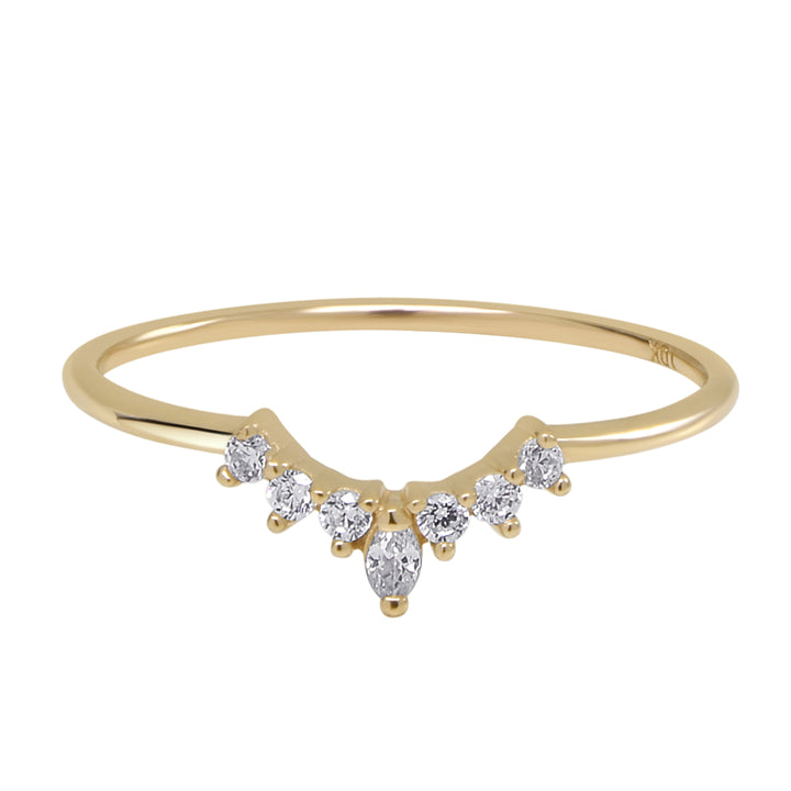 10k Solid Gold CZ Tiara Ring - Rings - Yellow Gold - Yellow Gold / 5 - Azil Boutique