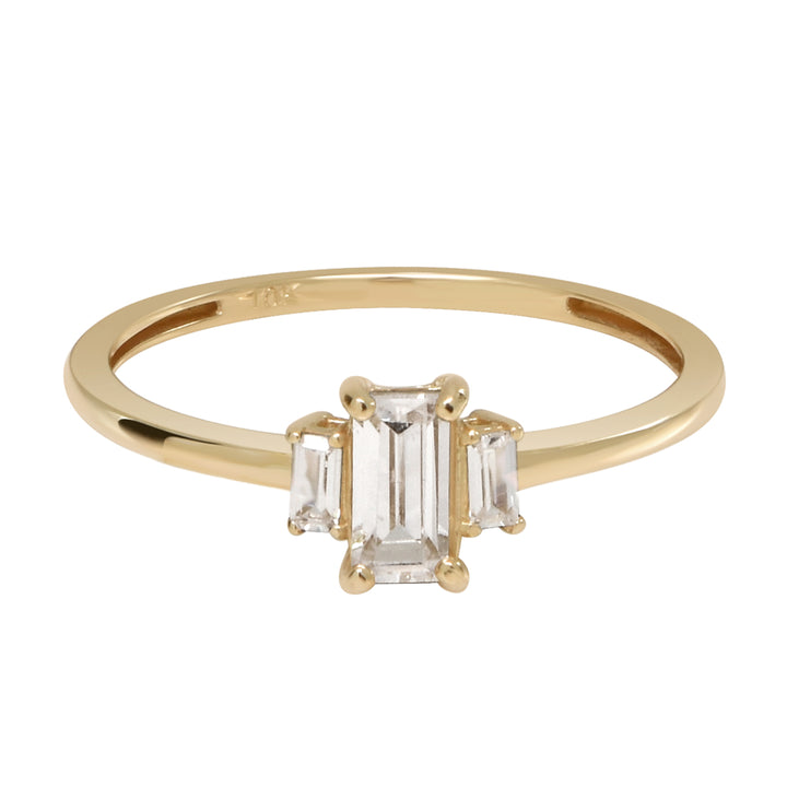 10k Solid Gold CZ Baguette Trapezoid Ring - Rings - Yellow Gold - Yellow Gold / 5 - Azil Boutique