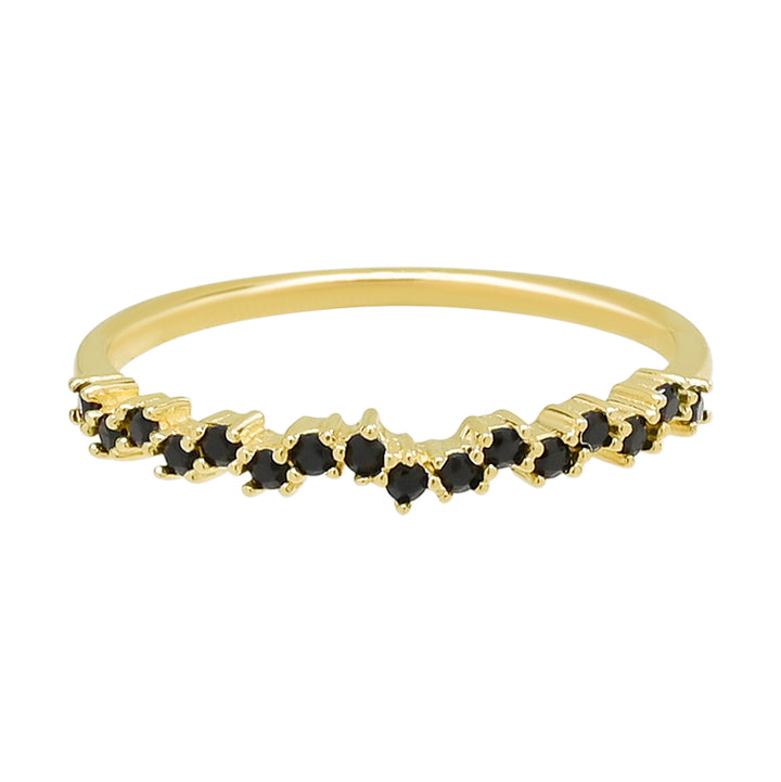 10k Solid Gold Black CZ ZigZag Ring - Rings - 5 - 5 - Azil Boutique