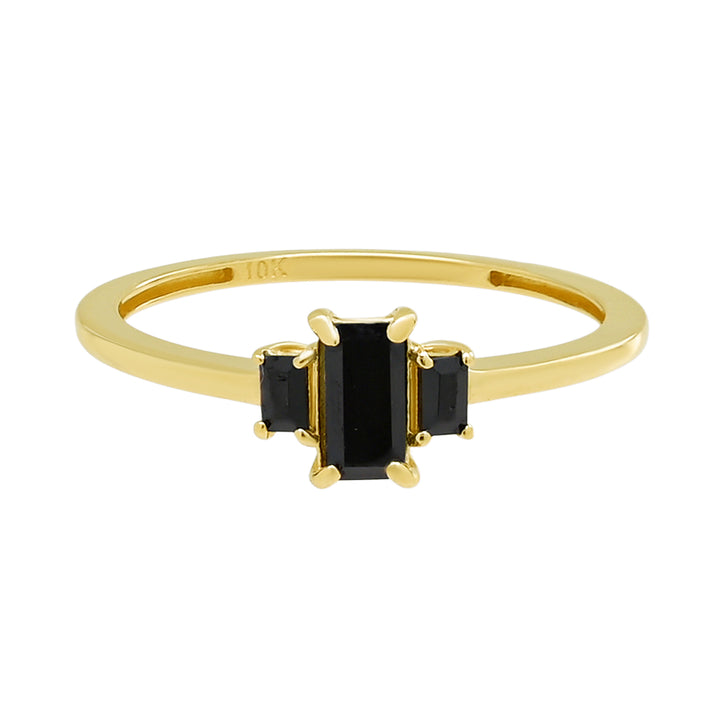 10k Solid Gold Black CZ Baguette Trapezoid Ring - Rings - 5 - 5 - Azil Boutique