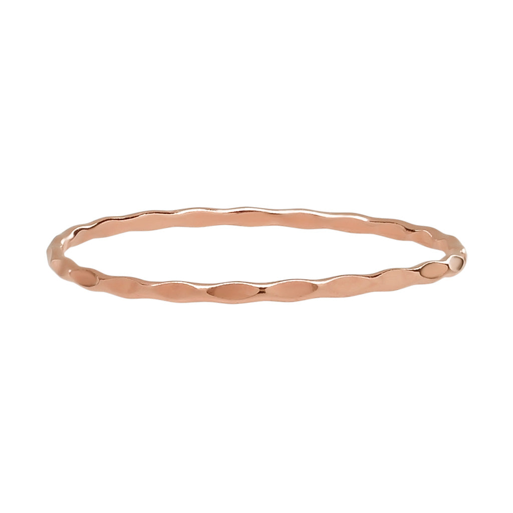 14k Solid Gold Matte Thin Hammered Ring - Rings - Rose Gold - Rose Gold / 5 - Azil Boutique