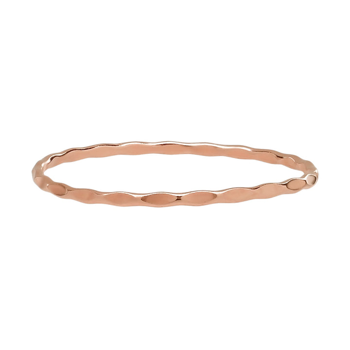14k Solid Gold Matte Thin Hammered Ring - Rings - Rose Gold - Rose Gold / 5 - Azil Boutique