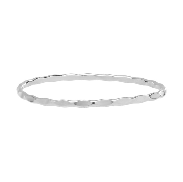 14k Solid Gold Matte Thin Hammered Ring - Rings - White Gold - White Gold / 5 - Azil Boutique