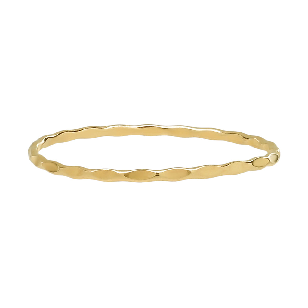 14k Solid Gold Matte Thin Hammered Ring - Rings - Gold - Gold / 5 - Azil Boutique