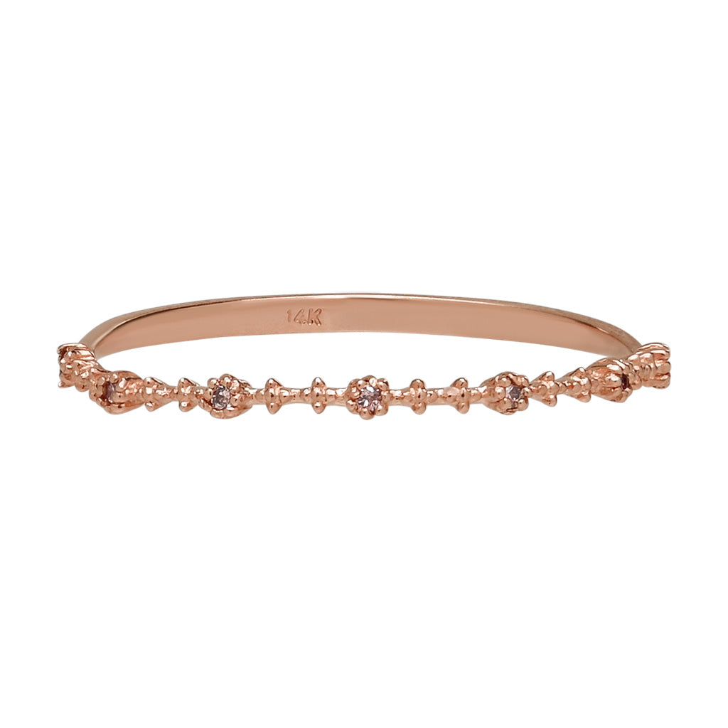 14k Solid Gold Champagne Diamond Ring - Rings - Rose Gold - Rose Gold / 6 - Azil Boutique