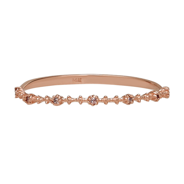 14k Solid Gold Champagne Diamond Ring - Rings - Rose Gold - Rose Gold / 6 - Azil Boutique