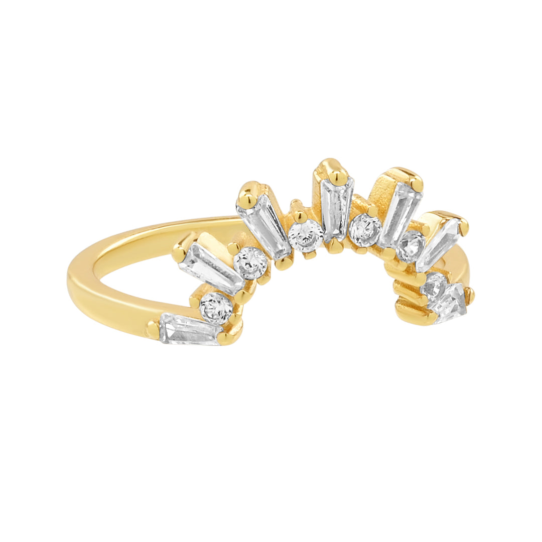 CZ Deco Crown Ring - Rings -  -  - Azil Boutique