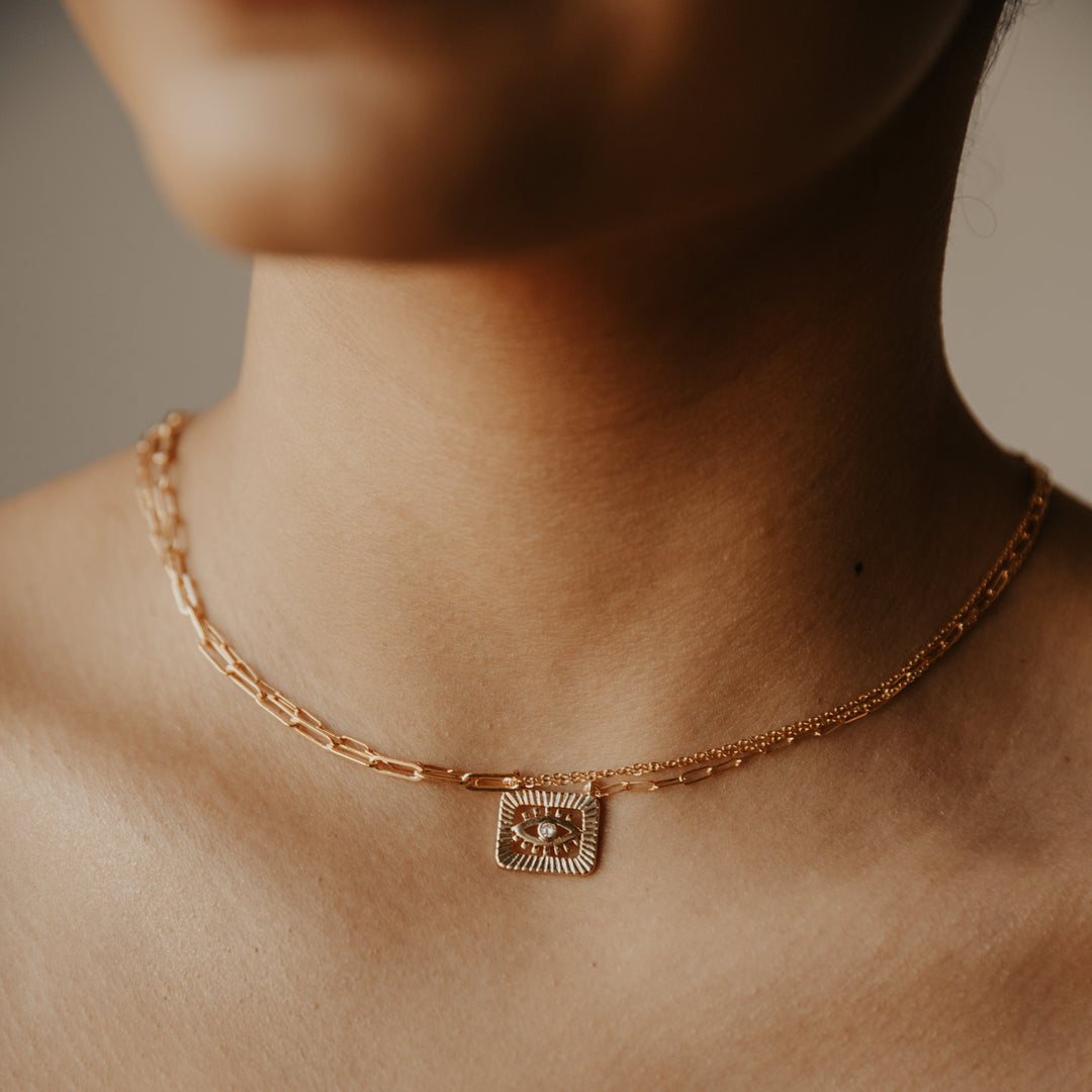 Square CZ Eye Necklace - Necklaces -  -  - Azil Boutique