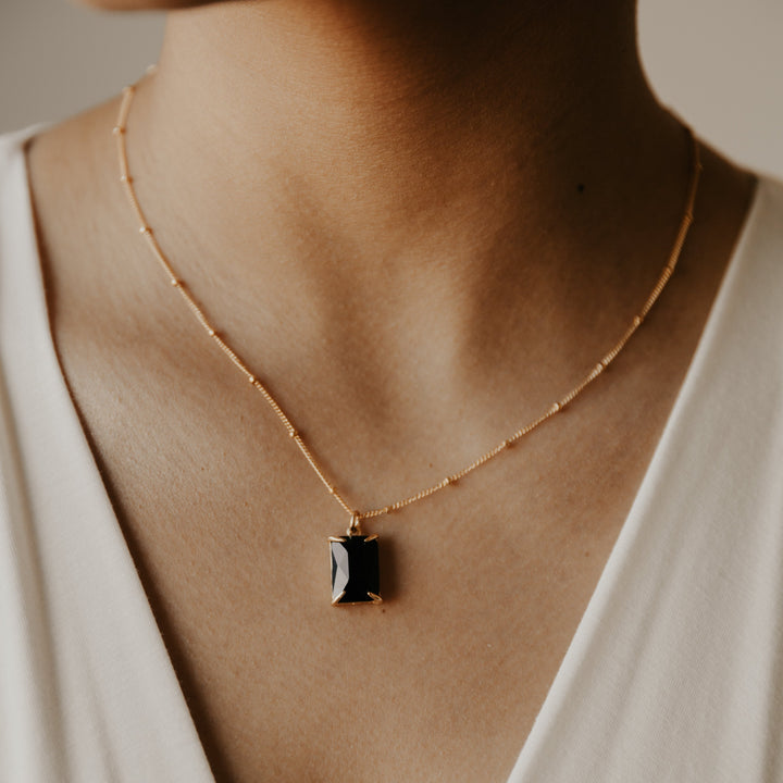 Black Emerald Necklace - Necklaces -  -  - Azil Boutique