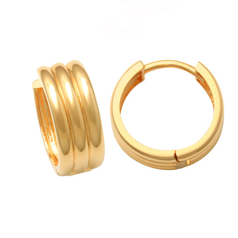 10k Solid Gold Triple Thick Huggie Studs - Earrings -  -  - Azil Boutique