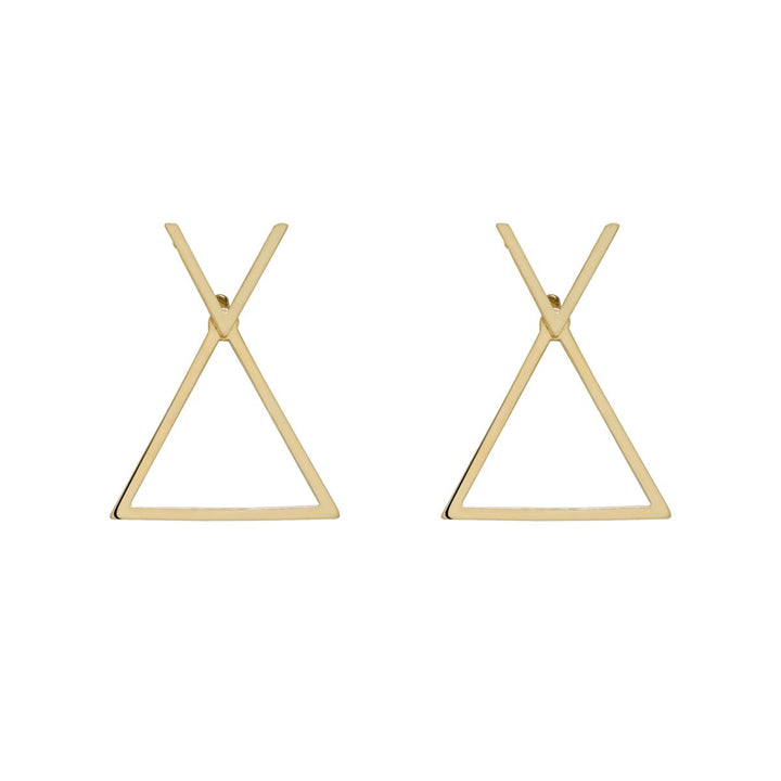10k Solid Gold Chevron Triangle Ear Jacket Studs - Earrings -  -  - Azil Boutique