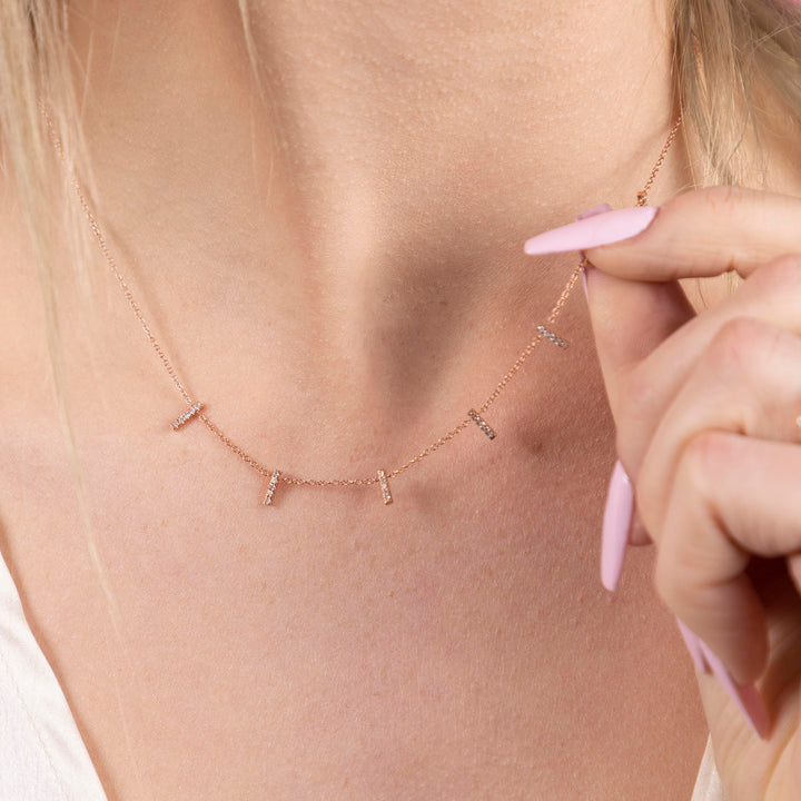 14k Diamond Multi-Bar Drop Necklace - Necklaces -  -  - Azil Boutique