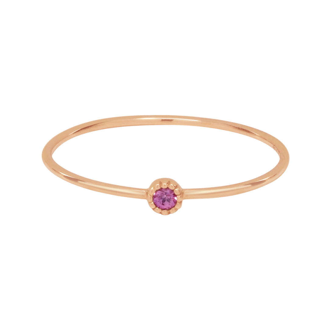 18k Tiny Circle Pink Sapphire Ring - Rings - Rosegold - Rosegold / 5 - Azil Boutique