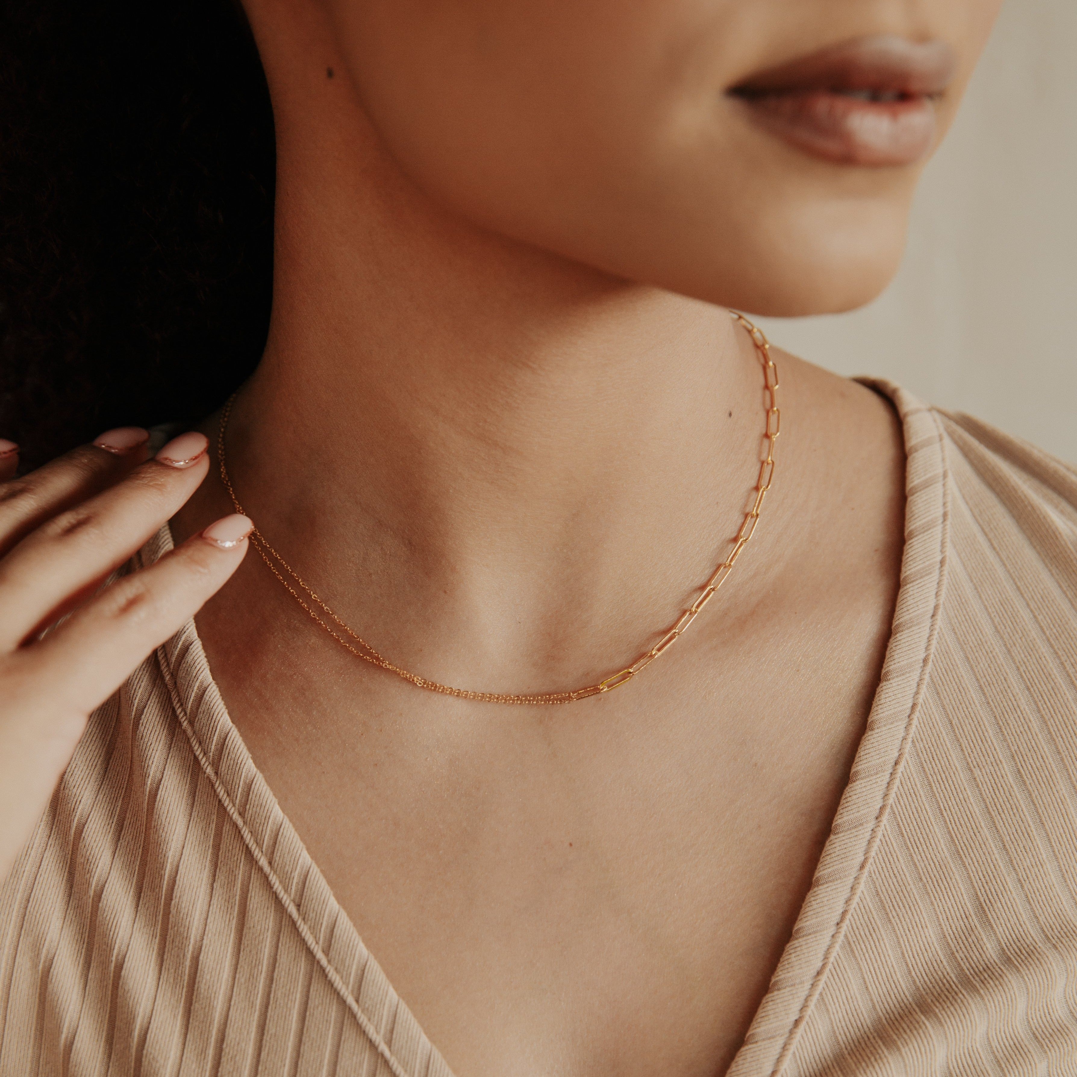 Buy Simple Gold Chain Necklace, Thin Gold Necklace for Layering, Xmas Gift  for Her, Short Minimalist Choker, Women's Jewellery, Dainty Necklace Online  in India - Etsy