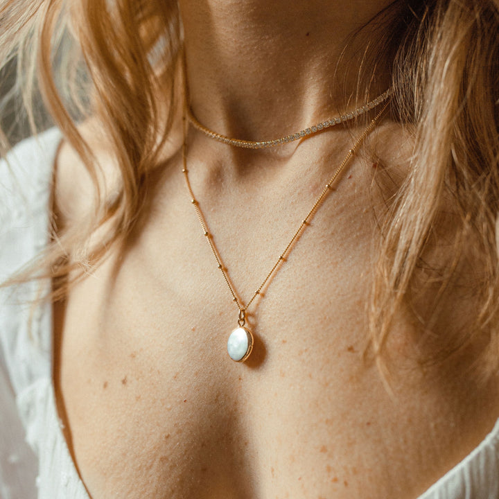 Gold Dipped Pearl Coin Necklace - Necklaces -  -  - Azil Boutique
