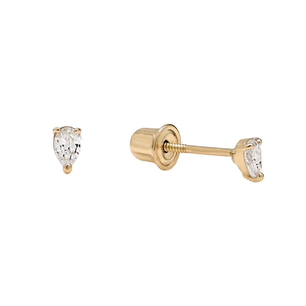 10k Solid Gold Tiny CZ Teardrop Studs - Earrings -  -  - Azil Boutique