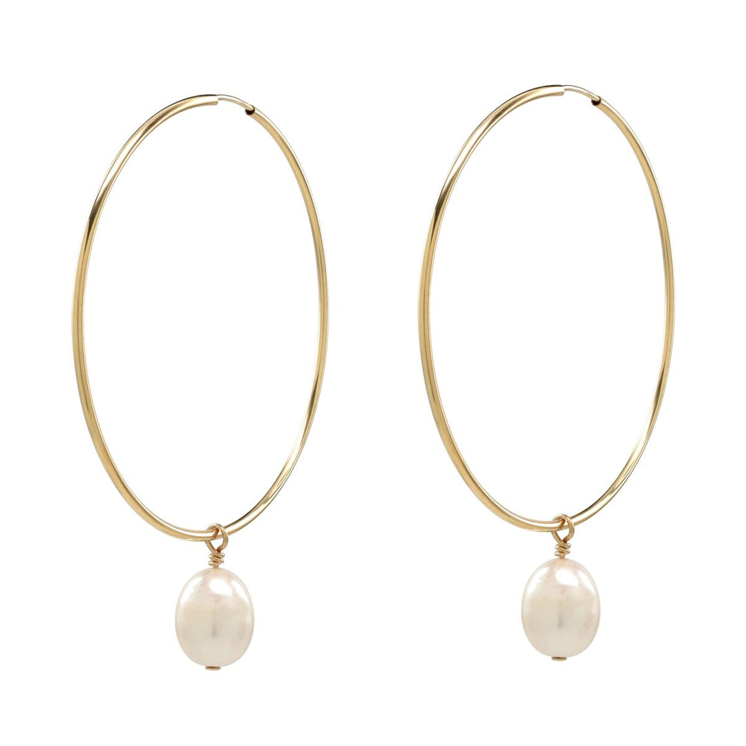 Detachable Pearl Hoop Earrings - Earrings - Gold - Gold / 40mm - Azil Boutique