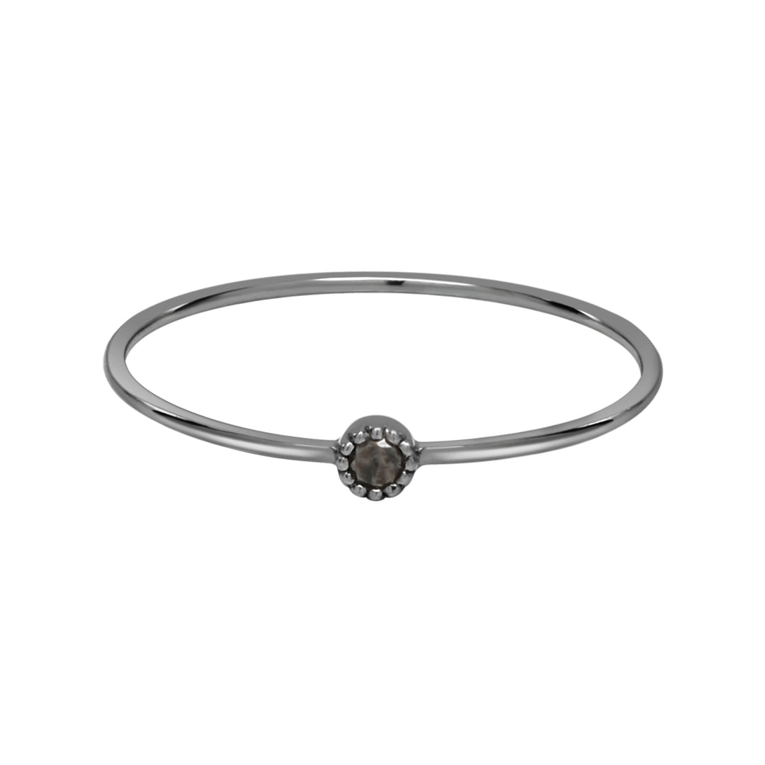18k Tiny Circle Black Diamond Ring - Rings - White Gold - White Gold / 5 - Azil Boutique
