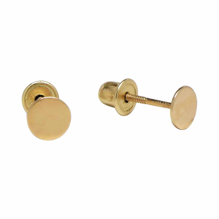 10k Solid Gold Tiny Circle Studs - Earrings - 4mm - 4mm / Yellow Gold - Azil Boutique