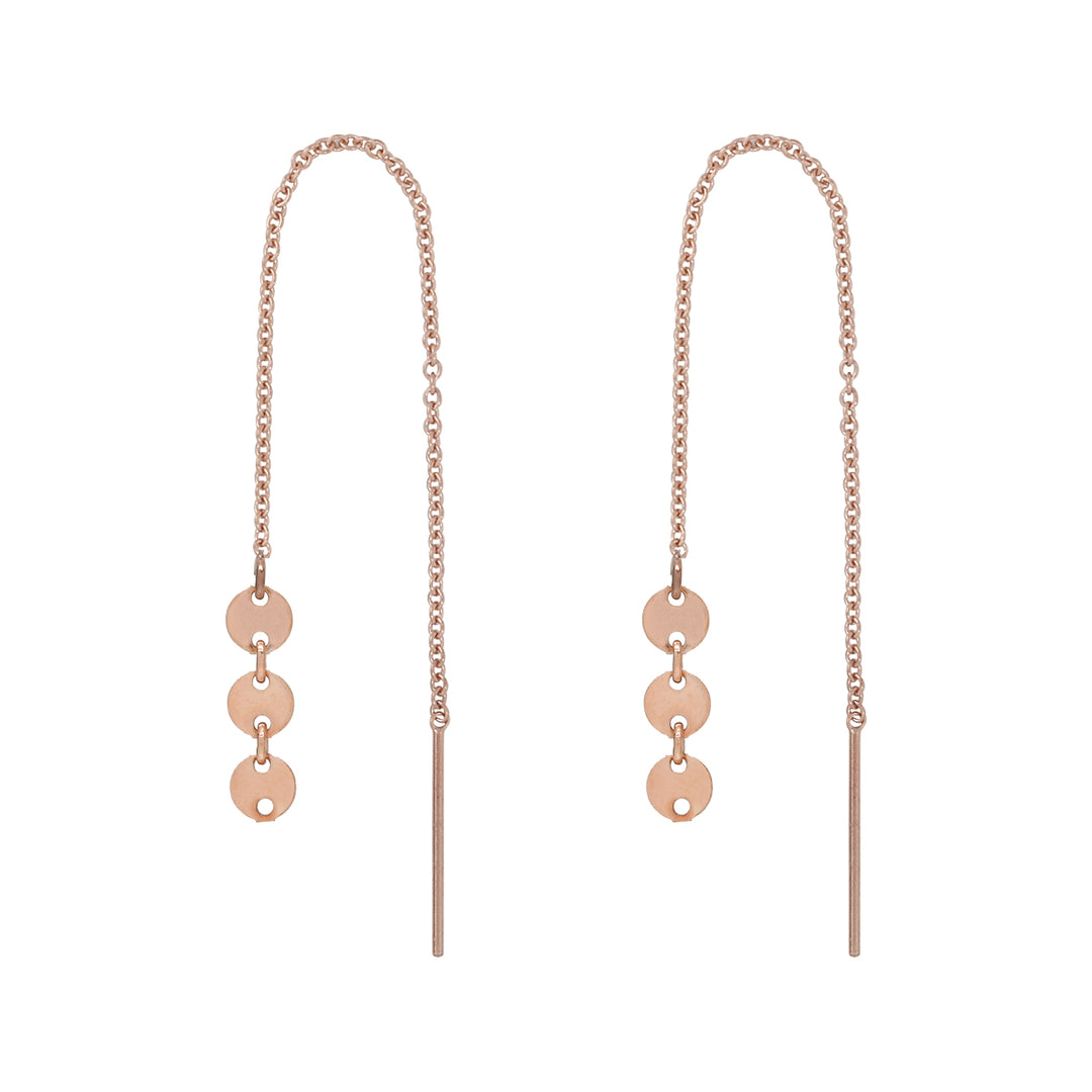 Geometric Ear Threaders (more shapes) - Earrings - 3 Discs - 3 Discs / Rose Gold - Azil Boutique