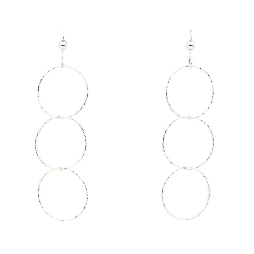Triple Diamond Cut Drop Earrings - Earrings - Silver - Silver - Azil Boutique