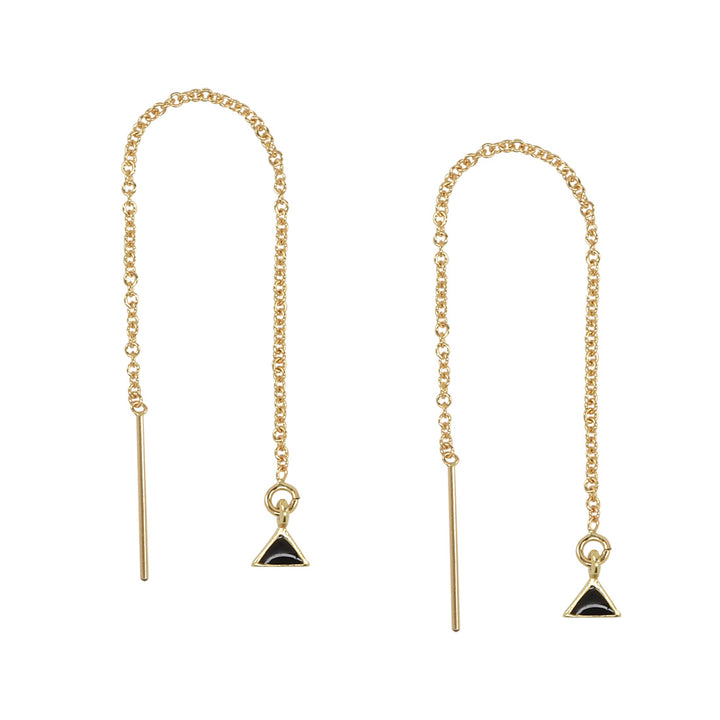 Geometric Ear Threaders (more shapes) - Earrings - Black Triangle - Black Triangle / Gold - Azil Boutique