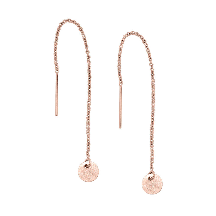 Geometric Ear Threaders (more shapes) - Earrings - Brushed Disc - Brushed Disc / Rose Gold - Azil Boutique