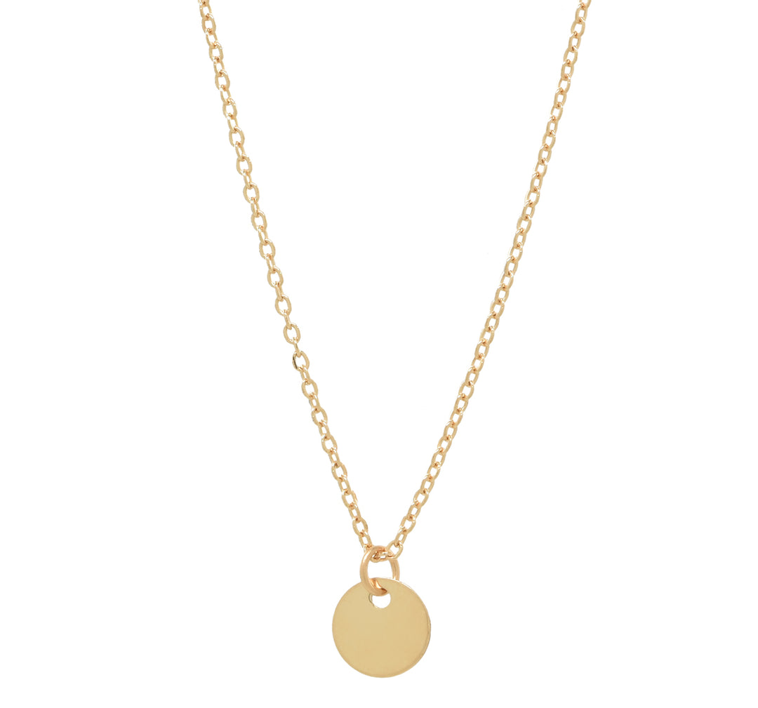 Solid Gold Tiny Disc on Thin Chain Necklace - Main Image