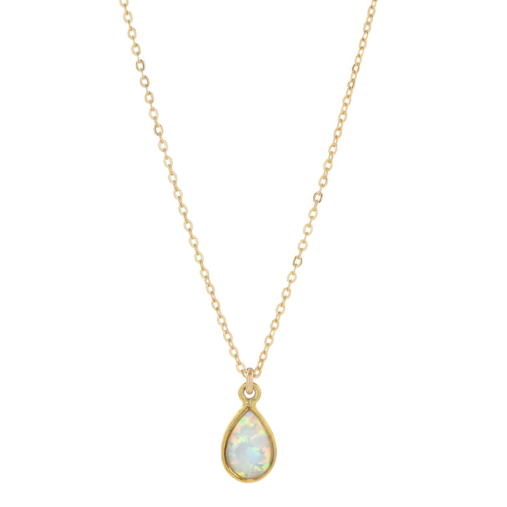Tiny Elongated Teardrop Opal Necklace - Necklaces - Gold - Gold / Tiny - Azil Boutique