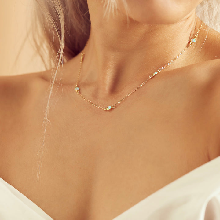 Tiny Circle Opal Choker - Necklaces -  -  - Azil Boutique