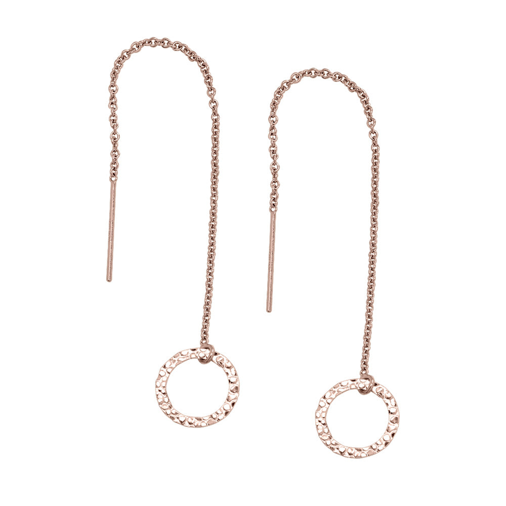 Geometric Ear Threaders (more shapes) - Earrings - Hammered Circle - Hammered Circle / Rose Gold - Azil Boutique