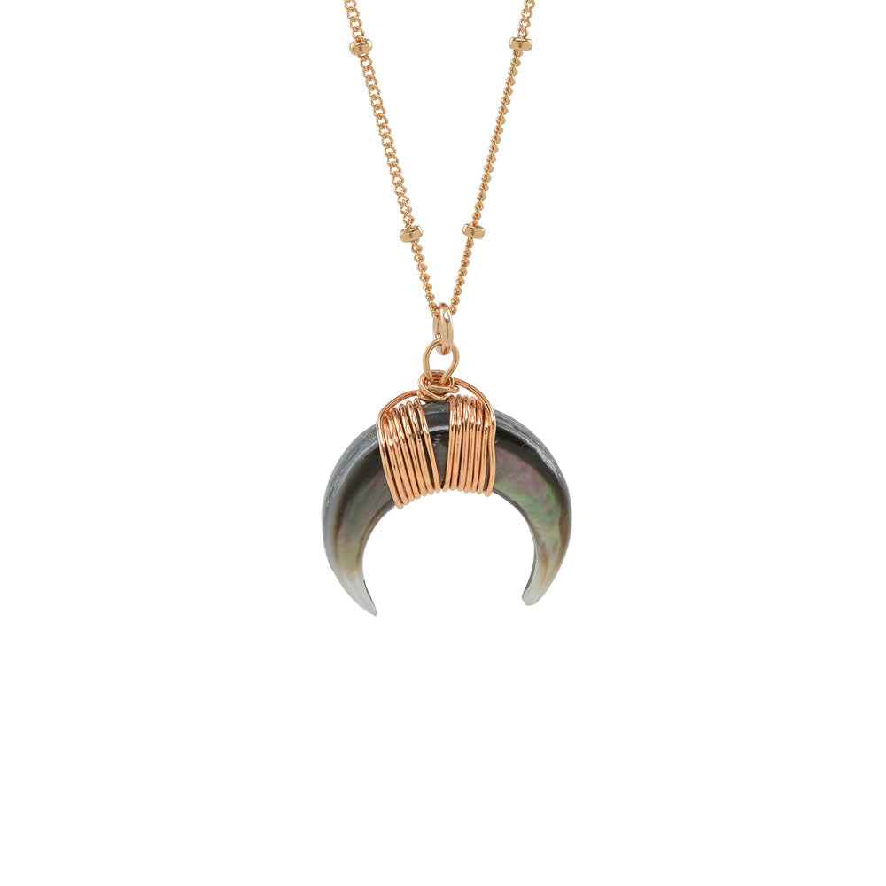 SALE - Horn Wirewrap Necklace - Necklaces - Abalone - Abalone - Azil Boutique