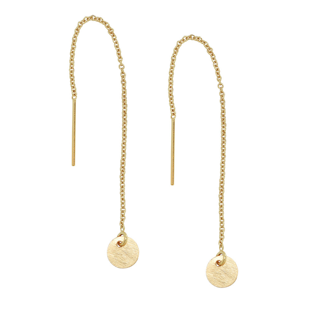 Geometric Ear Threaders (more shapes) - Earrings - Brushed Disc - Brushed Disc / Gold - Azil Boutique